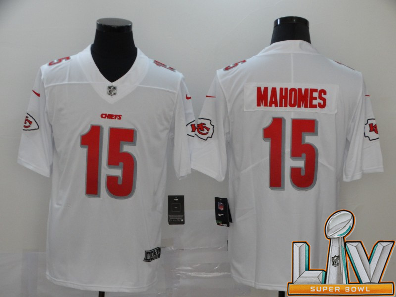 Super Bowl LV 2021 Men Kansas City Chiefs #15 Mahomes white Nike Vapor Untouchable Stitched Limited NFL Jerseys->kansas city chiefs->NFL Jersey